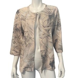 CHICO'S EASYWEAR SIZE 1 US M Short Pink/Gray Print Jacket/ Topper‎ 3/4 Sleeves